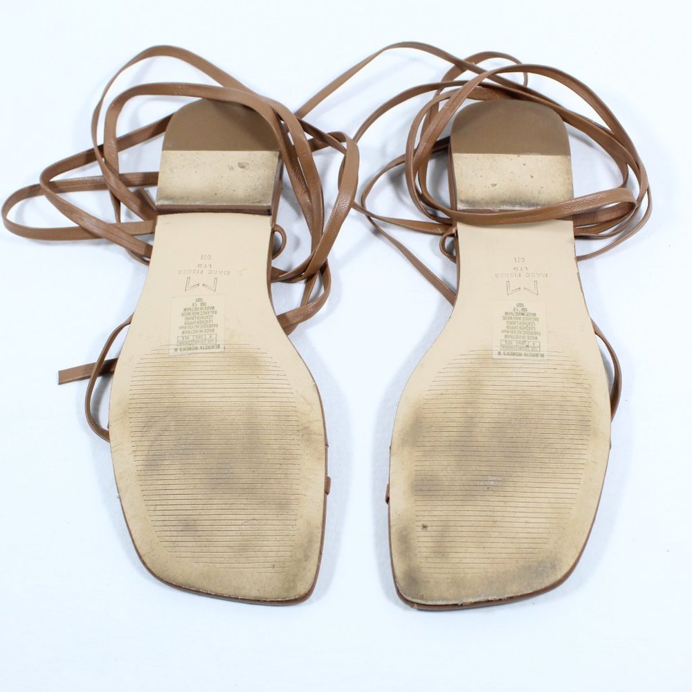Marc Fisher Mireya Ankle Wrap Flat Sandal - Tan 8M - Picture 3 of 4